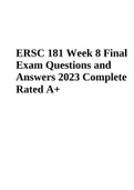 ERSC 181 Week 8 Final Exam Questions and Answers 2023 Complete Rated A+