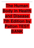 The Human Body in Health and Disease 7th Edition by Patton TEST BANK