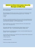 ISACA Certified Information Security Manager &lpar;CISM&rpar; Prep &vert; 40 Questions with 100&percnt; Correct Answers &vert; Verified
