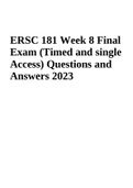 ERSC 181 Week 8 Final Exam (Timed and single Access) Questions and Answers 2023