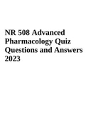NR 508 Advanced Pharmacology Quiz Questions and Answers 2023