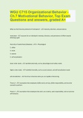 WGU C715 Organizational Behavior - Ch.7 Motivational Behavior, Top Exam Questions and answers, graded A+