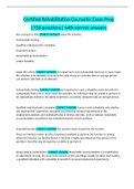Certified Rehabilitation Counselor Exam Prep  &vert;728 questions&vert; with correct answers