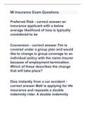 MI Insurance Exam Questions with 100&percnt; correct answers