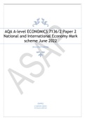AQA A-level ECONOMICS 7136&sol;2 Paper 2  National and International Economy Mark  scheme June 2022