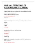 NUR 2063 ESSENTIALS OF PATHOPHYSIOLOGY  EXAM 3.  QUESTIONS AND ANSWERS. 