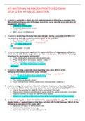 ATI MATERNAL NEWBORN PROCTORED EXAM 2019- Q & A- A&plus; GUIDE SOLUTION 