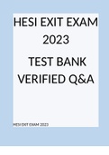HESI EXIT EXAM 2023 TEST BANK VERIFIED Q&A