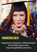 HMEMS80 INCLUDES Assignment 1 Semester 1 2023 Literature Review Answers. Survival Pack (10 Portfolio topics done, tips and guidelines and more)