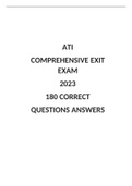 ATI COMPREHENSIVE EXIT EXAM LATEST UPDATE 2023 180 CORRECT QUESTIONS ANSWERS.