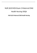 NUR 2633 MCH Exam 3 Maternal Child Health Nursing-50QA, NUR 2633 Maternal Child Health Nursing, Rasmussen