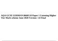 AQA GCSE GERMAN 8668/LH Paper 1 Listening Higher Tier Mark scheme June 2020 Version: 1.0 Final.