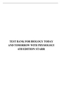 Test Bank for Biology Today and Tomorrow With Physiology 6th Edition Starr