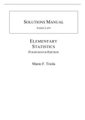Elementary Statistics 14th Edition By Mario F. Triola (Solutions Manual All Chapters, 100% Original Verified, A+ Grade)