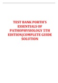 TEST BANK PORTH'S  ESSENTIALS OF  PATHOPHYSIOLOGY 5TH  EDITION&vert;COMPLETE GUIDE  SOLUTION