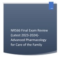 NR566 Final Exam Review (Latest 2023-2024)-Advanced Pharmacology for Care of the Family