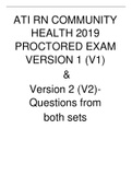 ATI RN COMMUNITY HEALTH 2019 PROCTORED EXAM VERSION 1 (V1) & Version 2 (V2)- Questions from both sets
