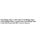 AQA Biology Paper 2&sol; 2022 AQA GCSE Biology Paper 2&sol;AQA Biology Paper 2 Actual Exam&sol; AQA Biology Paper 2 June 2022 Exam with 100&percnt; Correct Answers&period; 