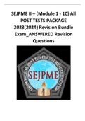 SEJPME II – (Module 1 - 10) All POST TESTS PACKAGE 2023(2024) Revision Bundle Exam_ANSWERED Revision Questions