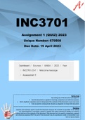 INC3701 Assignment 1 (QUIZ) 2023 (679560)