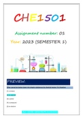CHE1501 ASSIGNMENT 1 S1 MCQ 2023