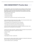  HESI OB&sol;MATERNITY Practice Quiz with well answered questions