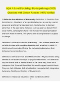 AQA A Level Psychology Psychopathology &lpar;2023&rpar;  Questions with Correct Answers &vert;100&percnt; Verified