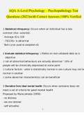 AQA A-Level Psychology &ndash; Psychopathology Test  Questions &lpar;2023&rpar;with Correct Answers &vert;100&percnt; Verified