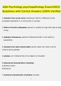 AQA Psychology psychopathology Exam&lpar;2023&rpar; Questions with Correct Answers &vert;100&percnt; Verified