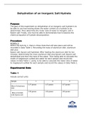 Lab report Dehydration of a Hydrate 