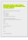 WGU C955 - Module 3: Basic Algebra. Top Exam Questions and answers, 100% Accurate, graded A+