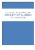 ATI TEAS 7 READING EXAM 2023 QUESTIONS &ANSWERS  LATEST UPDATES