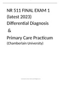 NR 511 FINAL EXAM 1 (latest 2023) Differential Diagnosis  &  Primary Care Practicum (Chamberlain University)