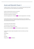 Acute and Episodic Exam 1 Question And Answers