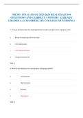 NR 283: FINAL EXAM 2023-2024 REAL EXAM 100 QUESTIONS AND CORRECT ANSWERS  ALREADY GRADED A+(CHAMBERLAIN COLLEGE OF NURSING)