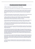 Frankenstein Study Guide with major testable questions locations&comma; charactres&comma; mood&comma; theme&comma; and others&period;