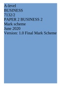 A-level BUSINESS 7132/2 PAPER 2 BUSINESS 2 Mark scheme June 2020 Version: 1.0 Final Mark Scheme