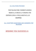 TEST BANK FOR UNDERSTANDING MEDICAL-SURGICAL NURSING 6TH EDITION LINDA S. WILLIAMS PAULA D. HOPPER