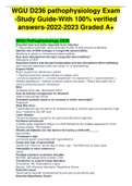 2023 WGU PATHOPHYSIOLOGY EXAM VERIFIED QUESTIONS AND ANSWERS &lpar;GRADED A&plus; 100&percnt; CORRECT &rpar;