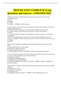                     HESI RN EXIT COMPLETE Exam Questions and Answers - UPDATED 2023