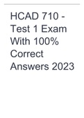 HCAD 710 - Test 1 Exam With 100% Correct Answers 2023