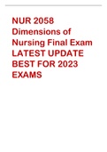 NUR 2058  Dimensions of  Nursing Final Exam LATEST UPDATE  BEST FOR 2023  EXAMS