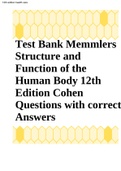 Test Bank Memmlers Structure and Function of the Human Body 12th Edition Cohen Questions with correct Answers