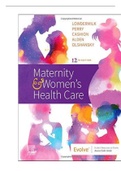 TEST BANK FOR MATERNITY AND WOMENS HEALTH CARE 12TH EDITION LOWDERMILK ALL CHAPTERS COMPLETE GUIDE RATED A. 