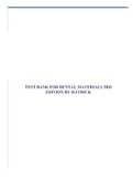 TEST BANK FOR DENTAL MATERIALS 3RD EDITION BY HATRICK