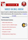MED SURG HESI Exams V1 And V2 - 2026&sol;2027 Update Actual Exam Questions With Verified Answers&comma; 100&percnt; Guaranteed Pass &vert;&vert; Complete A&plus; Guide