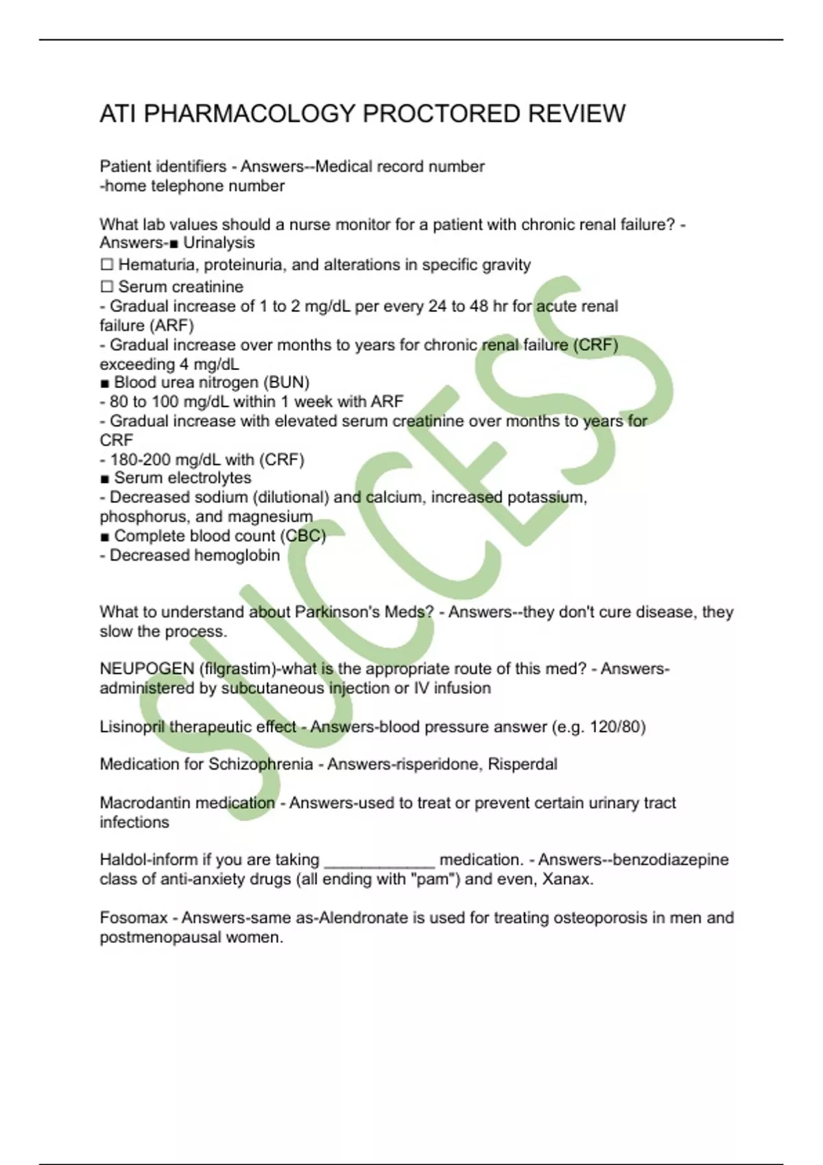 ATI PHARMACOLOGY PROCTORED REVIEW - ATI PHARMACOLOGY - Stuvia US
