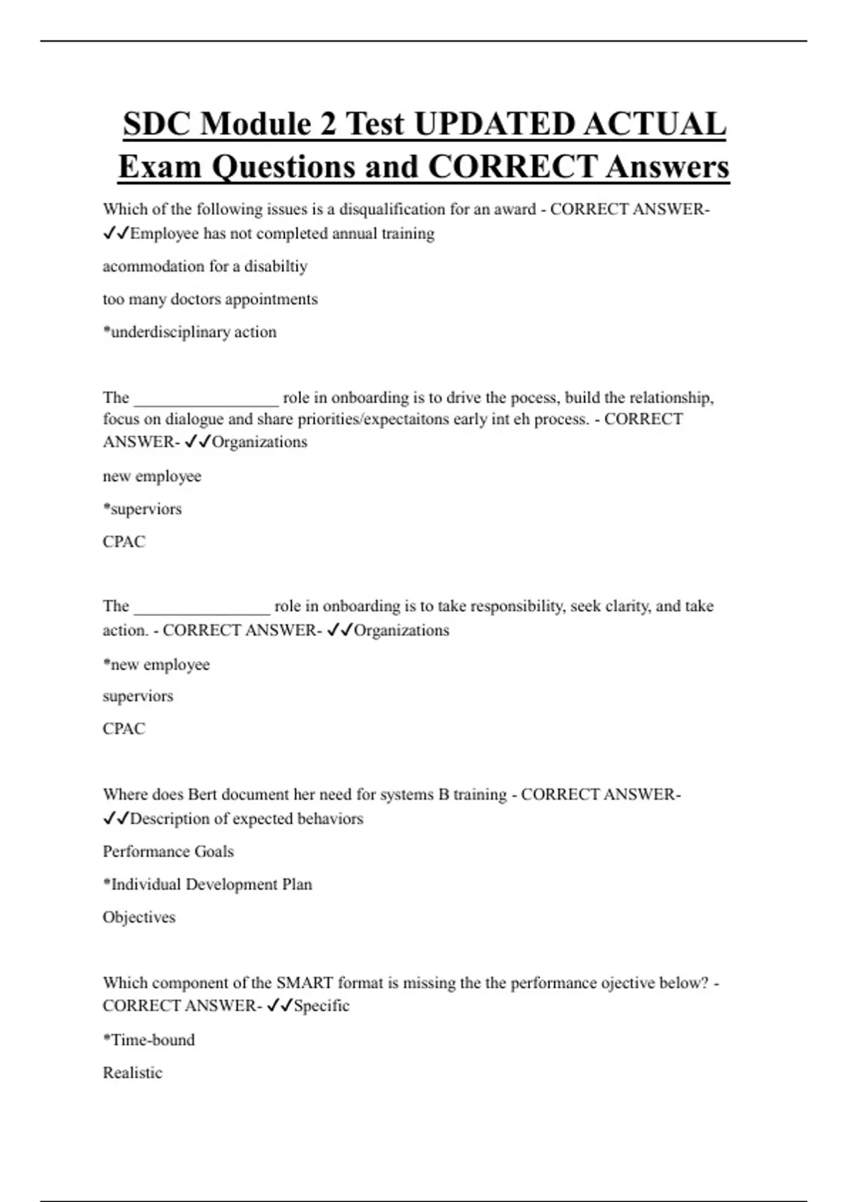SDC Module 2 Test UPDATED ACTUAL Exam Questions and CORRECT Answers ...