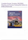 Solution Manual - Canadian Income Taxation&comma; 2023&sol;2024&colon; Planning and Decision Making 26th Edition by William Buckwold&comma; All Chapters 1-23&vert; Complete Guide A&plus;