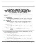 ATI PEDIATRIC EXAM TEST BANK 2022-2023 EVERYTHING ON ATI PEDIATRICS INCLUDING NCLEX   300+ QUESTIONS AND CORRECT ANSWERS(BEST DOCUMENT FOR ATI PEDS)AGRADE